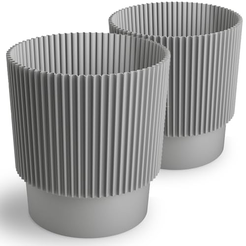 Tymar Blumentopf matt, 2er-Pack, Übertopf aus Kunststoff, Runde Form (Grau, ø 17 cm) von Tymar