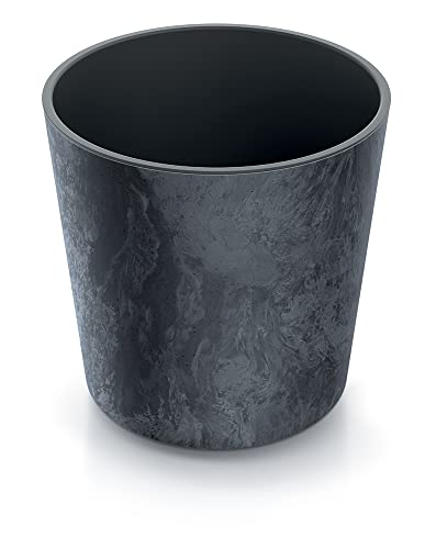 Tymar Blumentopf mit Einsatz, Gross Blumenkübel aus Kunststoff, Übertopf, Runde Form, Innen- und Außenbereich (Anthrazit Beton ; ø 25 cm) von Tymar
