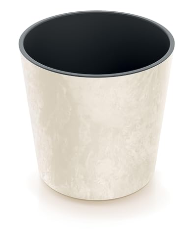 Tymar Blumentopf mit Einsatz, Gross Blumenkübel aus Kunststoff, Übertopf, Runde Form, Innen- und Außenbereich (Creme Beton ; ø 30 cm) von Tymar