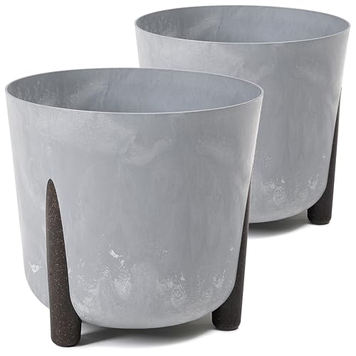 Tymar Blumentopf mit Füßen, 2er-Pack, Runde Form, Übertopf ((2pack) Beton, ø 30 cm) von Tymar