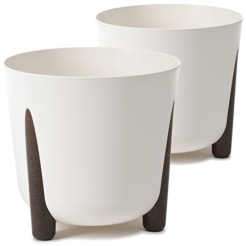 Tymar Blumentopf mit Füßen, 2er-Pack, Runde Form, Übertopf ((2pack) Creme, ø 21 cm) von Tymar