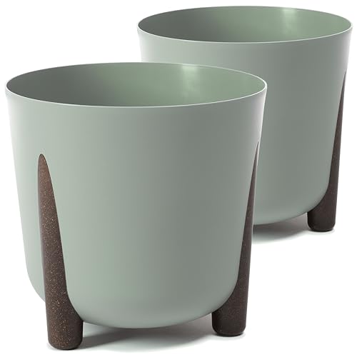 Tymar Blumentopf mit Füßen, 2er-Pack, Runde Form, Übertopf ((2pack) Graugrün, ø 26 cm) von Tymar
