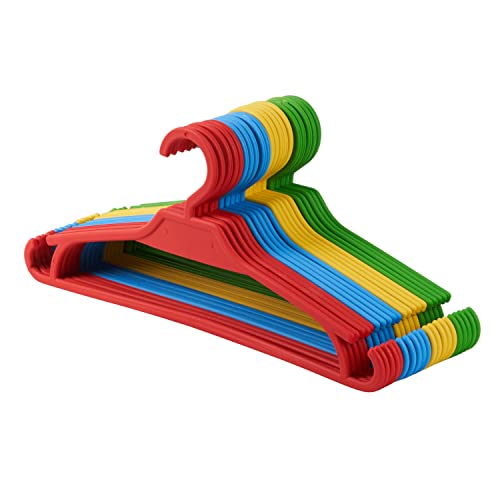 Tymar Kinderkleiderbügel, 20er-Pack,Baby- und Kinder-Kleiderbügel aus Kunststoff, L32 x H14 cm; ideal für Kinder-Kleiderschrank (Mix 7 (Rgby),20 Stück) von Tymar