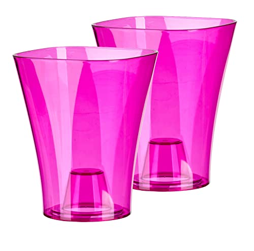 Tymar Orchideentopf Übertopf, 2er-Pack, transparent, Blumentopf, Blumenkübel für Orchidee, Pflanzentopf aus Kunststoff, Moderne, schlanke, Quadratische Form, ORCHPS001 (Rosa Transpartent, ø 12 cm) von Tymar