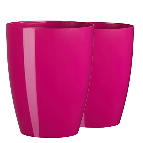 Tymar Orchideentopf Übertopf, 2er-Pack, transparent, Blumentopf, Blumenkübel für Orchidee, Pflanzentopf aus Kunststoff, Moderne, schlanke, Runde Form, AGASTO001 (Rosa, ø 12 cm) von Tymar