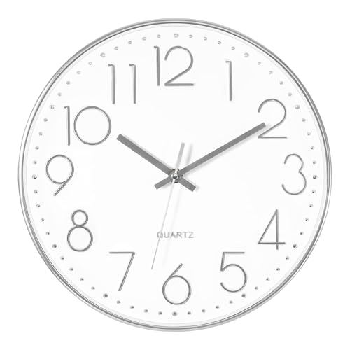Tyme Wanduhr 30cm mit schleichender Sekunde ohne Tickgeräus Quartz Modern Rund für Büro, Wohnzimmer, Küche, Schule und Kinderzimmer von Tyme