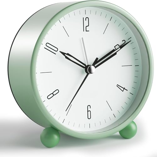 Tyme Wecker Analog, Ohne Ticken, Analog Tischuhr Nachttischuhr Alarmwecker, Modischer Runder Metall Nachttisch Wecker Laut für Tiefschläfer Tyme Wecker Analog, Ohne Ticken, Analog Tischuhr Nachttischuhr Alarmwecker, Modischer Runder Metall Nachttisch Wecker Laut für Tiefschläfer von Tyme