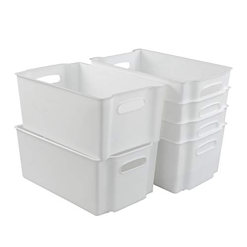 Tyminin Offene Stapelboxen aus Kunststoff für Gefrierschränke, Weiß, 6 Packungen von Tyminin