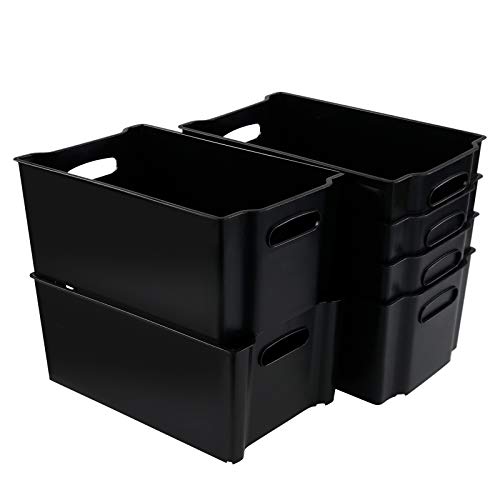 Tyminin Stapelbare Aufbewahrungsboxen aus Kunststoff für Gefrierschränke, Schwarz, 6 Stück von Tyminin