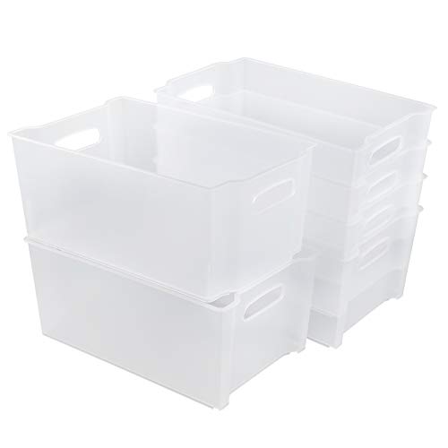Tyminin Stapelbare Offene Aufbewahrungsboxen aus Kunststoff für Gefrierschrank, Matt Transparent, 6er Pack von Tyminin