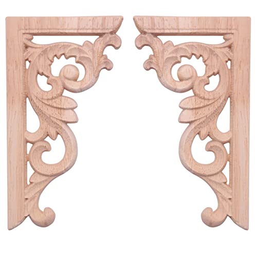 Tynmoel 2 StüCk Links + Rechts (Je 1 StüCk) Vintage Geschnitzt Ecke Onlay MöBel Wand Unlackiert Frame Applique von Tynmoel