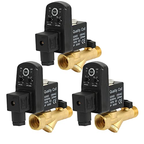 Tynmoel 3 x AC 220 V 1,27 cm elektronischer zeitgesteuerter 2-Wege-Luftkompressor-Gastank automatisches Ablassventil Tynmoel 3 x AC 220 V 1,27 cm elektronischer zeitgesteuerter 2-Wege-Luftkompressor-Gastank automatisches Ablassventil von Tynmoel