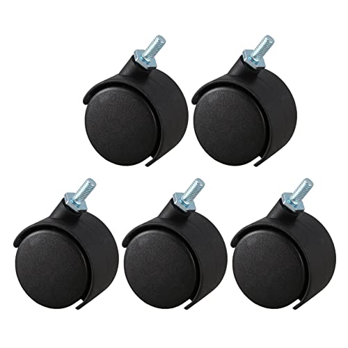 Tynmoel 5Stck 6 mm Gewindezapfe 40mm Doppel-Rad Drehbar Rolle Schwarz Tynmoel 5Stck 6 mm Gewindezapfe 40mm Doppel-Rad Drehbar Rolle Schwarz von Tynmoel