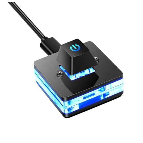 Tynmoel Computer-Desktop-Schalter, Blaue LED, Computer-Motherboard, Externer Start, Netzschalter, Verlängerungskabel, Computerschalter EIN/Aus von Tynmoel
