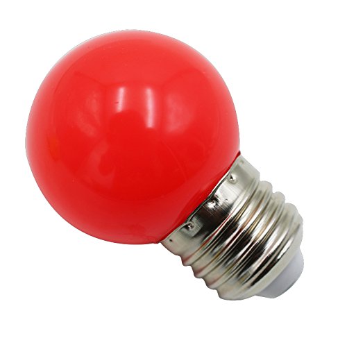 Tynmoel E27 fuehrte Birnen - E27 1w Pe mattierte gefuehrte bunt/Rot/Gruen/Blau/Gelb Lampe 220v - 1 Stueck (rot) von Tynmoel