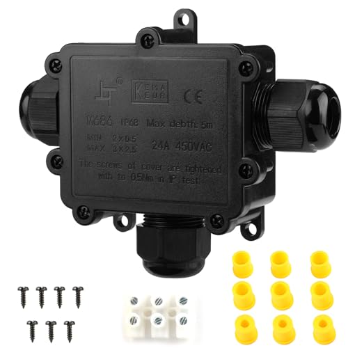 IP68 wasserdichte Anschlussdose für den Außenbereich T-Form, 3-Wege M25 Gummikern Schraubanschlusskabel Verlängerungskabel Schutzkabel Durchmesser Ø4-14mm schwarz 1Stück IP68 wasserdichte Anschlussdose für den Außenbereich T-Form, 3-Wege M25 Gummikern Schraubanschlusskabel Verlängerungskabel Schutzkabel Durchmesser Ø4-14mm schwarz 1Stück von Tynoscco
