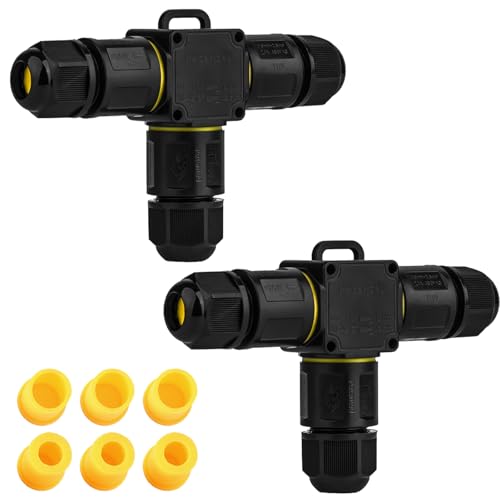 Kabelverbinder Wasserdicht 3 polig, Kabeldurchmesser, Verteilerdose außen, 3-Leiter, Verbindungsklemme mit Hebel für Outdoor, Abzweigdose 2 Stück von Tynoscco