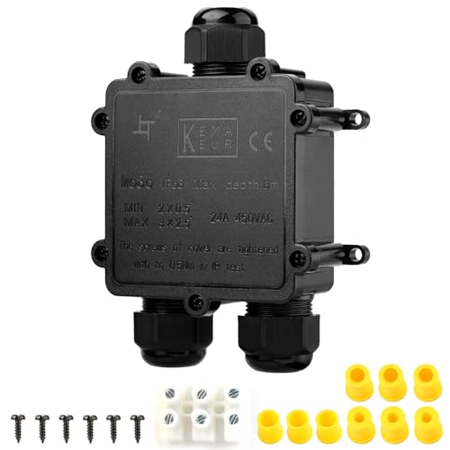 IP68 wasserdichte Anschlussdose für den Außenbereich Y-Form, 3-Wege M25 Gummikern Schraubanschlusskabel Verlängerungskabel Schutzkabel Durchmesser Ø4-14mm schwarz 1 Stück von Tynoscco