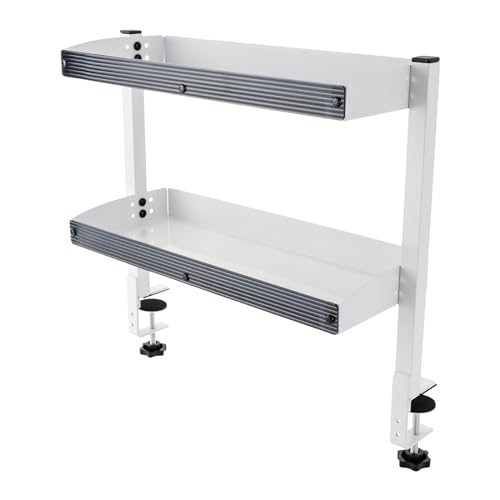 2 Tier Schreibtisch Organizer 44 * 39,3 * 15,3 cm Klemm-Schreibtischregal Einstellbar Tischregal für Büro Zuhause Schule (Weiß) von TyochiAki