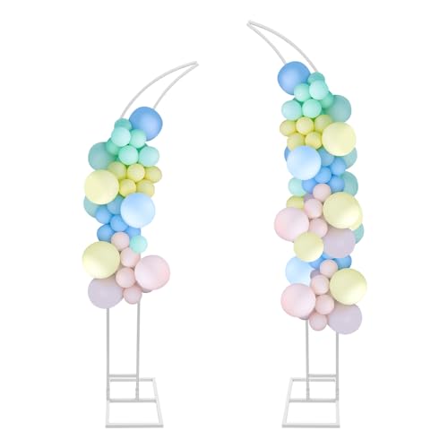 2er-Set Gebogene Hochzeitsbogenständer (2,1m 1,9m) Metallbogen Hintergrundständer Ballonbogenständer für Geburtstag Hochzeit Brautparty (Weiß) von TyochiAki