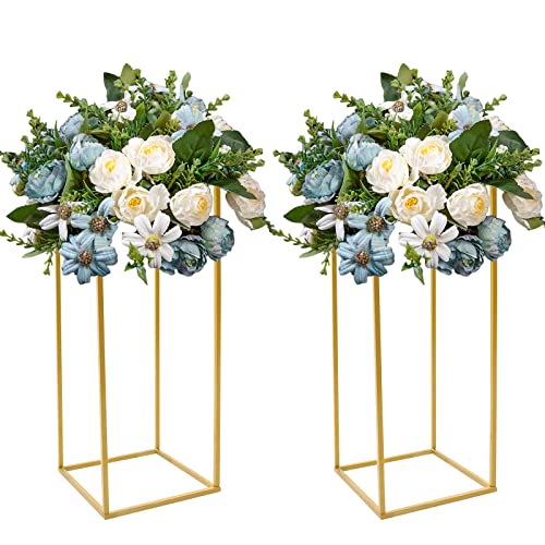 TyochiAki 2er-Set Quadratischer Gold Hochzeitsbogenständer 25*25*60cm Metallbogen Hintergrundständer Blumenbogen für Geburtstag Hochzeit Babyparty Brautparty von TyochiAki