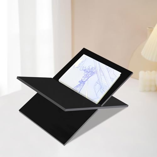 Buchständer aus Acryl 32 * 14cm X- Förmig Buchhalter Offene Leseständer Abnehmbar Kochbuchständer für Zeitschriften Rezepte Bücher (Schwarz) von TyochiAki