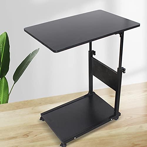 C-Form Beistelltisch mit Rollen 50 * 35 * 80cm Höhenverstellbar Couchtisch Mobiler Kaffeetisch für Wohnzimmer Schlafzimmer (Schwarz) von TyochiAki