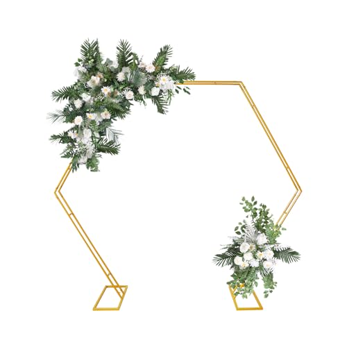 Hexagon Gold Hochzeitsbogen 2,2 * 2,5cm Metallbogen Hintergrundständer Blumenbogen für Geburtstag Hochzeit Babyparty von TyochiAki