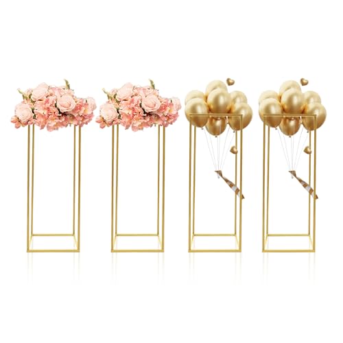 Quadratischer Gold Hochzeitsbogen 4er-Set 24 * 24 * 60cm Metallbogen Hintergrundständer Blumenbogen für Geburtstag Hochzeit Babyparty Brautparty von TyochiAki