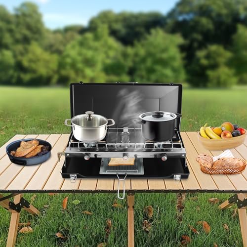 Tragbarer Campingkocher 3-flammig mit Deckel und Regler 56,5 * 30 * 34cm Outdoor Gaskocher für Camping Picknicks Tragbarer Campingkocher 3-flammig mit Deckel und Regler 56,5 * 30 * 34cm Outdoor Gaskocher für Camping Picknicks von TyochiAki