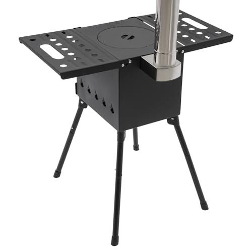 Tragbarer Holzofen Klappbarem aus Kohlenstoffstahl 37 * 33,5 * 29,5cm Zeltofen mit Rohren für Camping Outdoor von TyochiAki