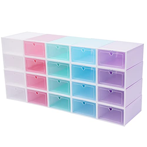 TyochiAki 20er-Set Transparent Schuhboxen Stapelbar Schuhkarton mit Durchsichtiger Tür Schuhorganizer für Schuhe bis Länge 31 CM von TyochiAki