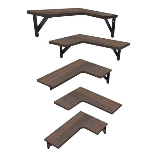 TyochiAki 5er Set Eck-Schwimmregale Wand Hängend Schweberegal aus Holz Shelves-Eckregal für Schlafzimmer Badezimme Küche Büro Wohnzimmer (Dunkelbraun) von TyochiAki