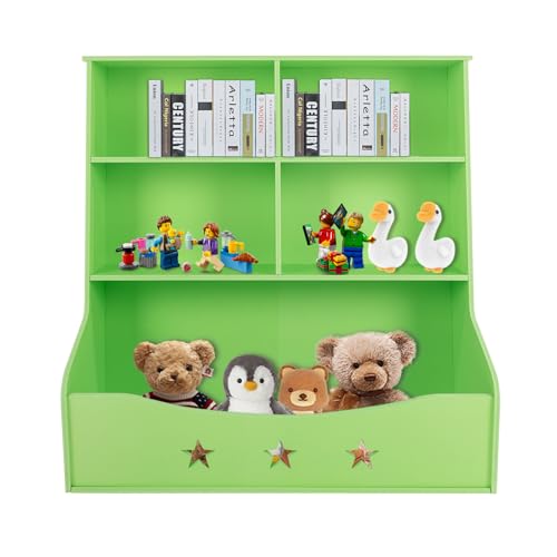 TyochiAki Spielzeugregal mit 4 Ablagefächern und Offenen Fächern Multifunktion Kinderregal 79 * 36,5 * 82,5cm Bücherregal Kinder für Kinderzimmer Kindergarten (Hellgrün) von TyochiAki