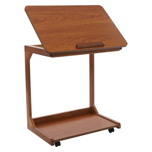 TyochiAki Walnut-Shaped C-Shaped Table with Movable flip with Rollers at The Bottom von TyochiAki