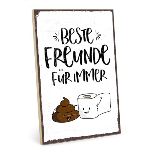 TypeStoff Holzschild mit Spruch – Freundschaft – im Vintage-Look mit Zitat als Geschenk und Dekoration zum Thema Freunde, Toilette und Bad - HS-00139 von TypeStoff