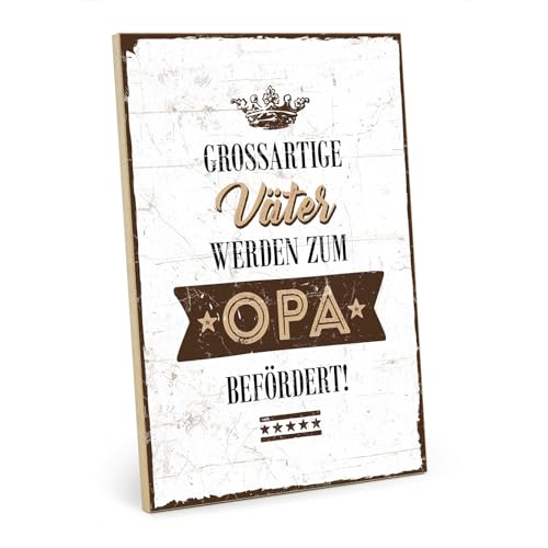 TypeStoff Holzschild mit Spruch – GROSSARTIGE VÄTER WERDEN ZUM OPA BEFÖRDERT – lustiges shabby chic retro vintage nostalgie deko Typografie-Grafik-Bild bunt im used-look aus MDF-Holz - HS-00209 TypeStoff Holzschild mit Spruch – GROSSARTIGE VÄTER WERDEN ZUM OPA BEFÖRDERT – lustiges shabby chic retro vintage nostalgie deko Typografie-Grafik-Bild bunt im used-look aus MDF-Holz - HS-00209 von TypeStoff