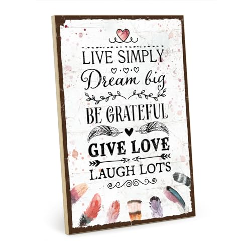 TypeStoff Holzschild mit Spruch – Life – im Vintage-Look mit Zitat als Geschenk und Dekoration zum Thema Leben, Hygge und Liebe - HS-00933 von TypeStoff