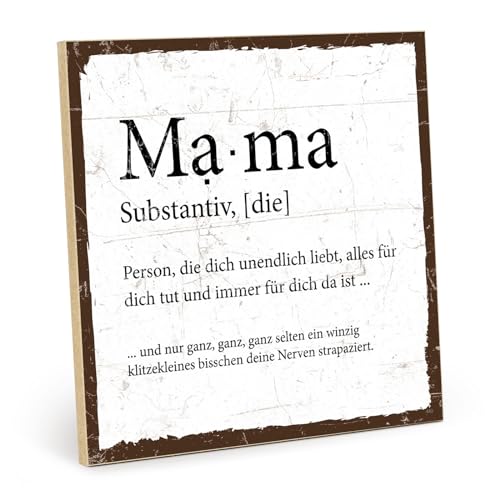 TypeStoff Holzschild mit Spruch – Mama – im Vintage-Look mit Zitat als Geschenk und Dekoration zum Thema Mutter, Mutti und Muttertag - HS-00440 von TypeStoff