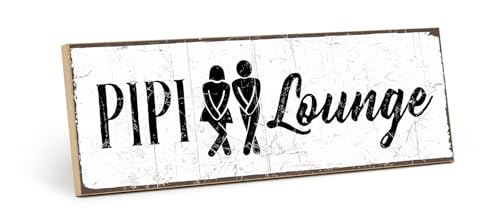TypeStoff Holzschild mit Spruch – PIPI-LOUNGE – Grafik-Bild schwarz-weiß, Schild, Wandschild, Türschild, Holztafel, Holzbild als Geschenk und Dekoration - HS-00197 TypeStoff Holzschild mit Spruch – PIPI-LOUNGE – Grafik-Bild schwarz-weiß, Schild, Wandschild, Türschild, Holztafel, Holzbild als Geschenk und Dekoration - HS-00197 von TypeStoff