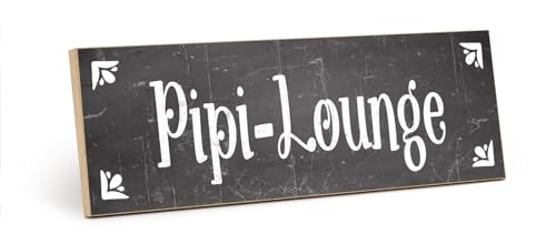 TypeStoff Holzschild mit Spruch – Pipi Lounge – im Vintage-Look mit Zitat als Geschenk und Dekoration zum Thema Toilette und Klo - HS-01058 von TypeStoff
