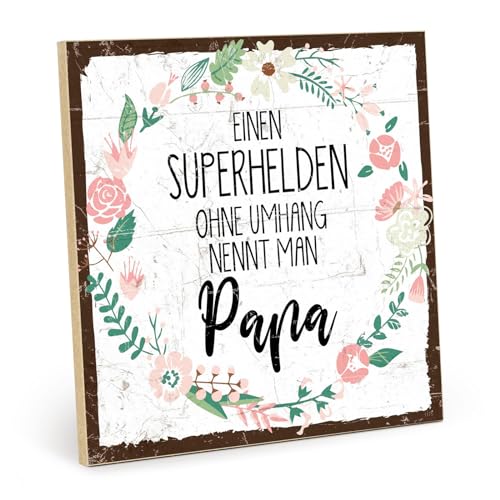 TypeStoff Holzschild mit Spruch – Papa – im Vintage-Look mit Zitat als Geschenk und Dekoration zum Thema Superheld - HS-01175 von TypeStoff