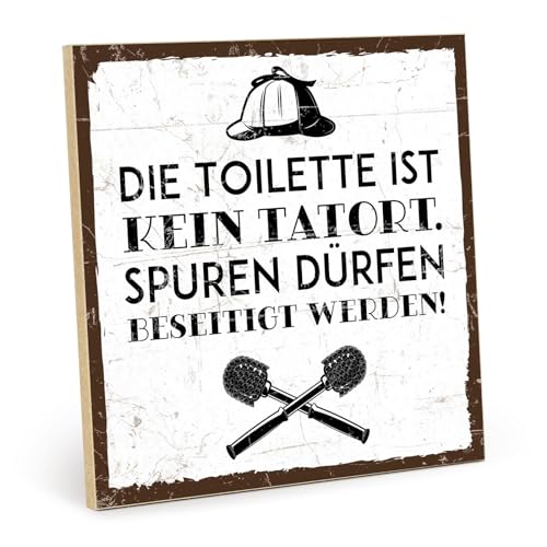 TypeStoff Holzschild mit Spruch – Toilette – im Vintage-Look mit Zitat als Geschenk und Dekoration zum Thema Badezimmer - HS-00938 von TypeStoff
