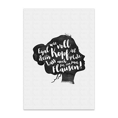 TypeStoff Kunstdruck, Poster mit Spruch – Voller Kopf - Typografie-Bild auf hochwertigem Karton - Plakat, Druck, Print, Wandbild - KD-00180-L von TypeStoff