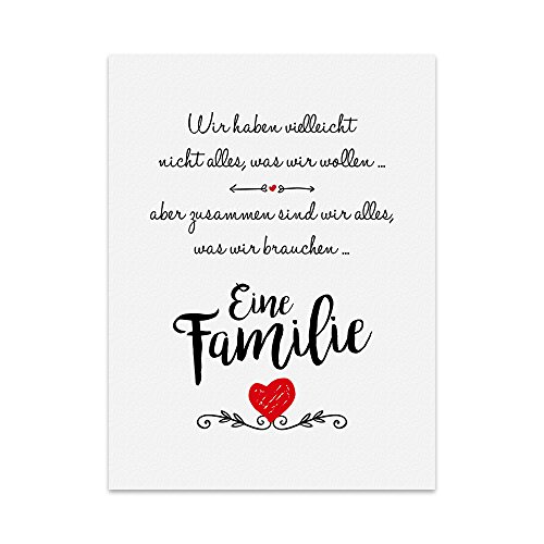 TypeStoff Kunstdruck, Poster mit Spruch – EINE FAMILIE - Typografie-Bild auf hochwertigem Karton - Plakat, Druck, Print Wandbild - KD-00101-M von TypeStoff