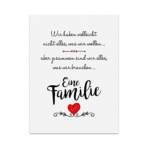 TypeStoff Kunstdruck, Poster mit Spruch – EINE FAMILIE - Typografie-Bild auf hochwertigem Karton - Plakat, Druck, Print Wandbild - KD-00101-L von TypeStoff