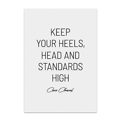 TypeStoff Kunstdruck, Poster mit Spruch – Heels, head and standards – Wand-Bild, Plakat mit Zitat als Geschenk und Dekoration - KD-00439-M von TypeStoff