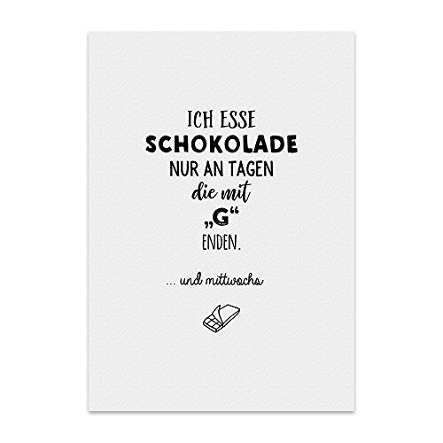 TypeStoff Kunstdruck, Poster mit Spruch – ICH ESSE SCHOKOLADE – lustiges Typografie-Bild auf hochwertigem Karton - Plakat, Druck, Print, Wandbild - KD-00220-M von TypeStoff