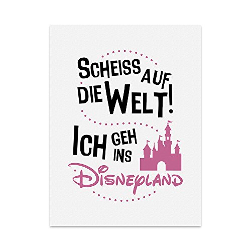 TypeStoff Kunstdruck, Poster mit Spruch – ICH GEH INS DISNEY-LAND - Typografie-Bild auf hochwertigem Karton - Plakat, Druck, Print Wandbild - KD-00029-M von TypeStoff