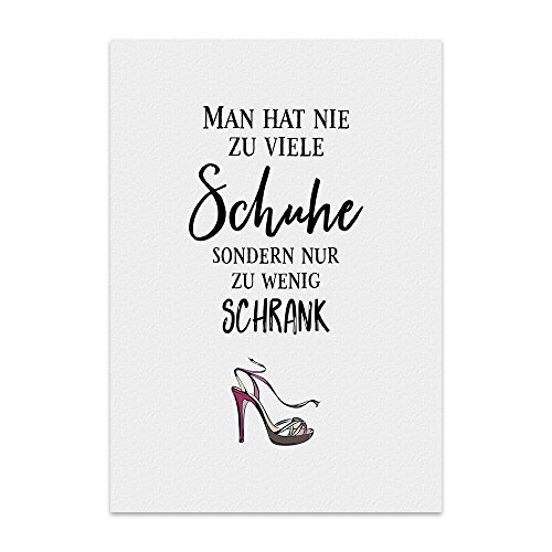 TypeStoff Kunstdruck, Poster mit Spruch – NIE ZU VIELE SCHUHE – Typografie-Bild auf hochwertigem Karton - Plakat, Druck, Print, Wandbild - KD-00242-L von TypeStoff